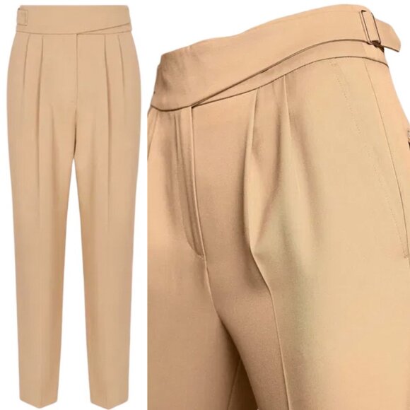 Reiss Camber Pleat Front Tapered Ankle Trousers Pants in Tan Women's Size 6 - Picture 3 of 16